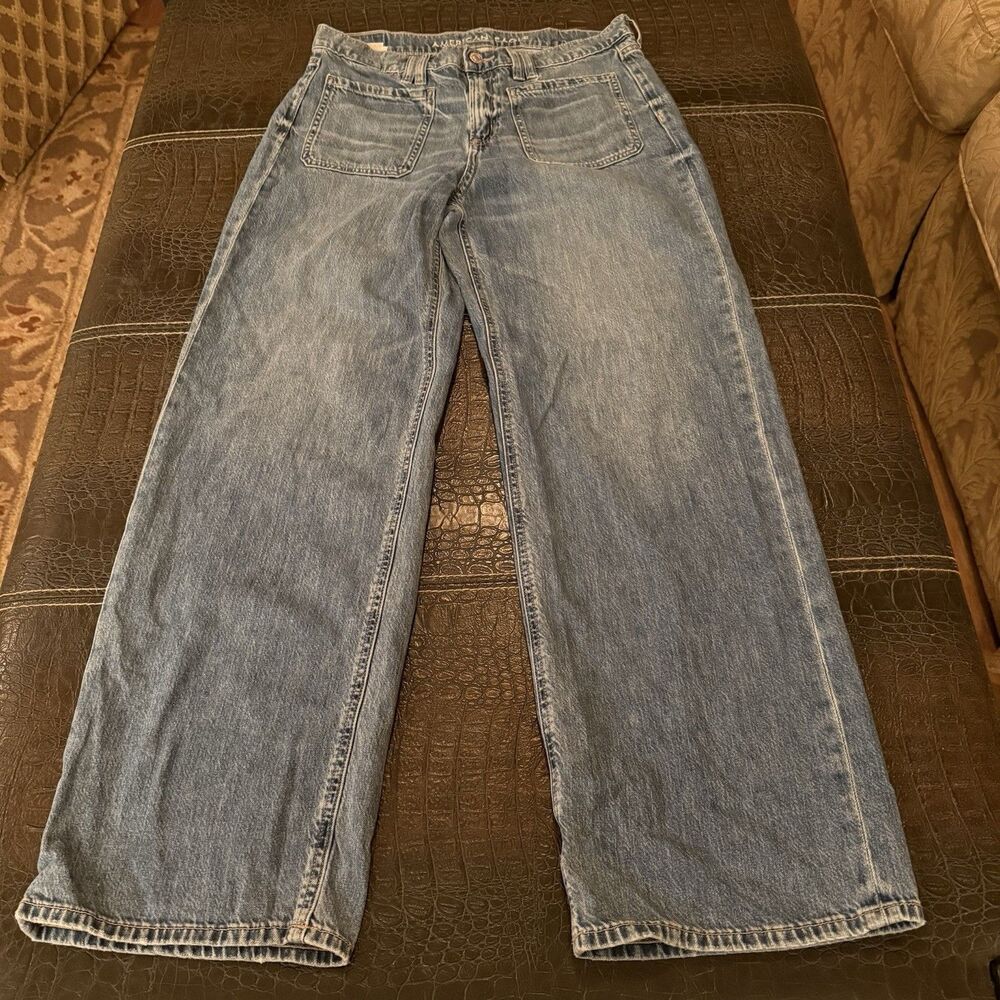 American Eagle Utility Jeans Womens 90s Wide Leg Baggy High Rise Size 8
